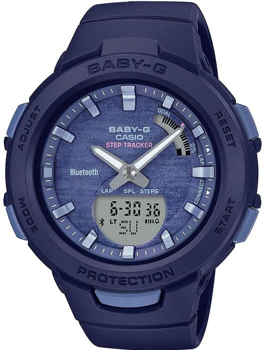 Casio Casio Baby-G BSA-B100AC-2A  BSA-B100AC-2A кварцевые женские часы синий циферблат, браслет пластик — вид спереди