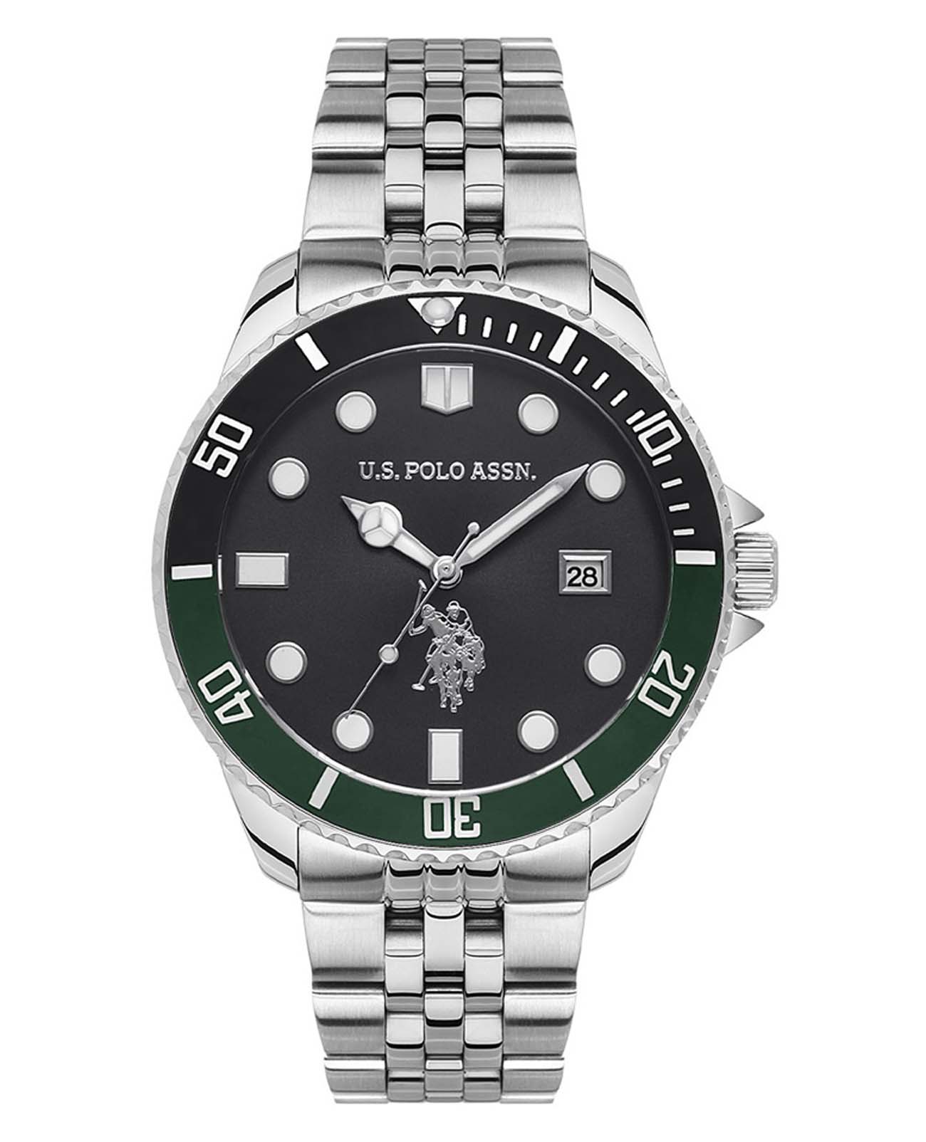 U.S. Polo Assn. U.S. Polo Assn. Fundamental USPA1048-07  USPA1048-07 кварцевые мужские часы черный циферблат, браслет нержавеющая сталь — вид спереди