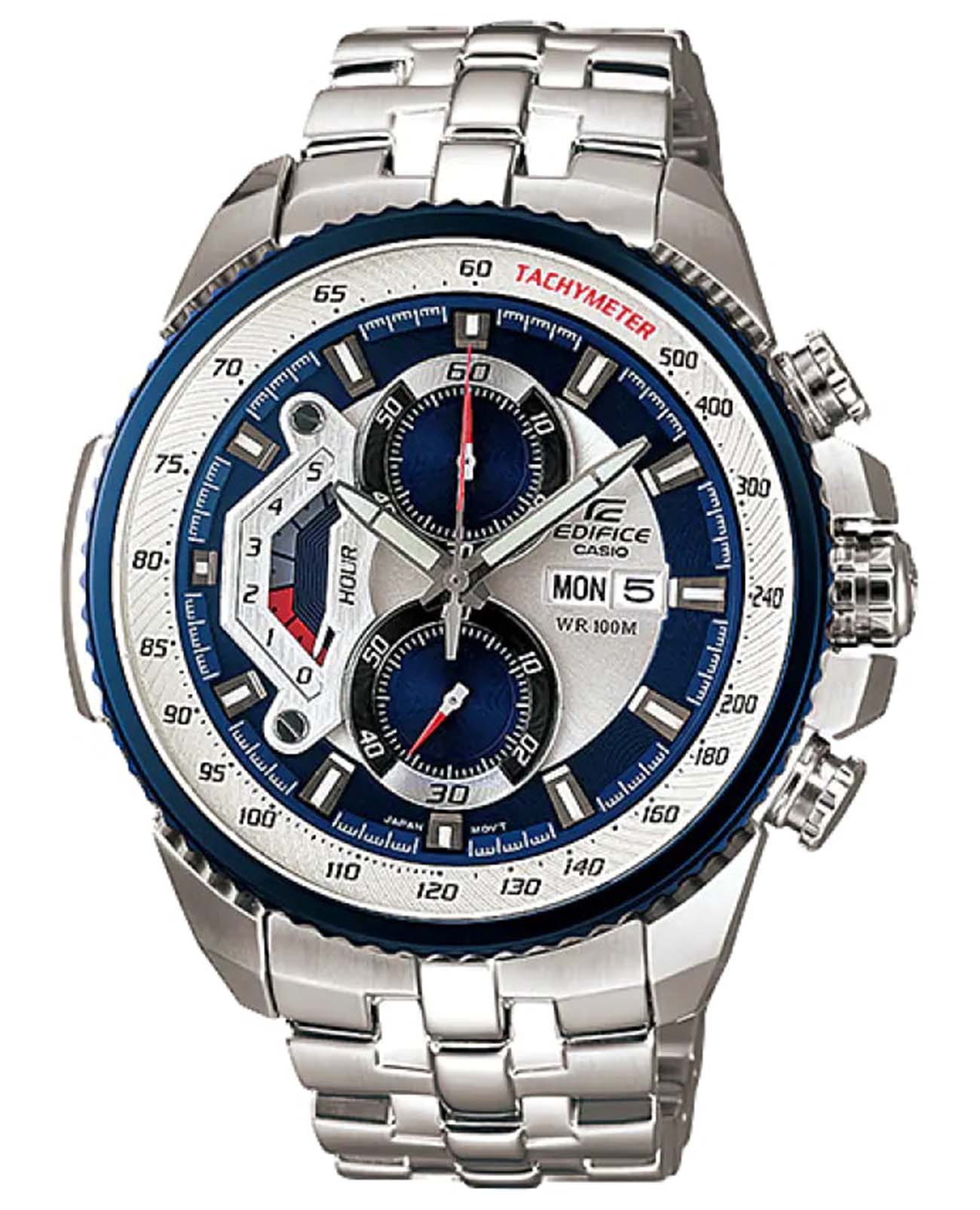 Casio Casio Edifice EF-558D-2A EF EF-558D-2A кварцевые мужские часы  циферблат, браслет нержавеющая сталь — вид спереди
