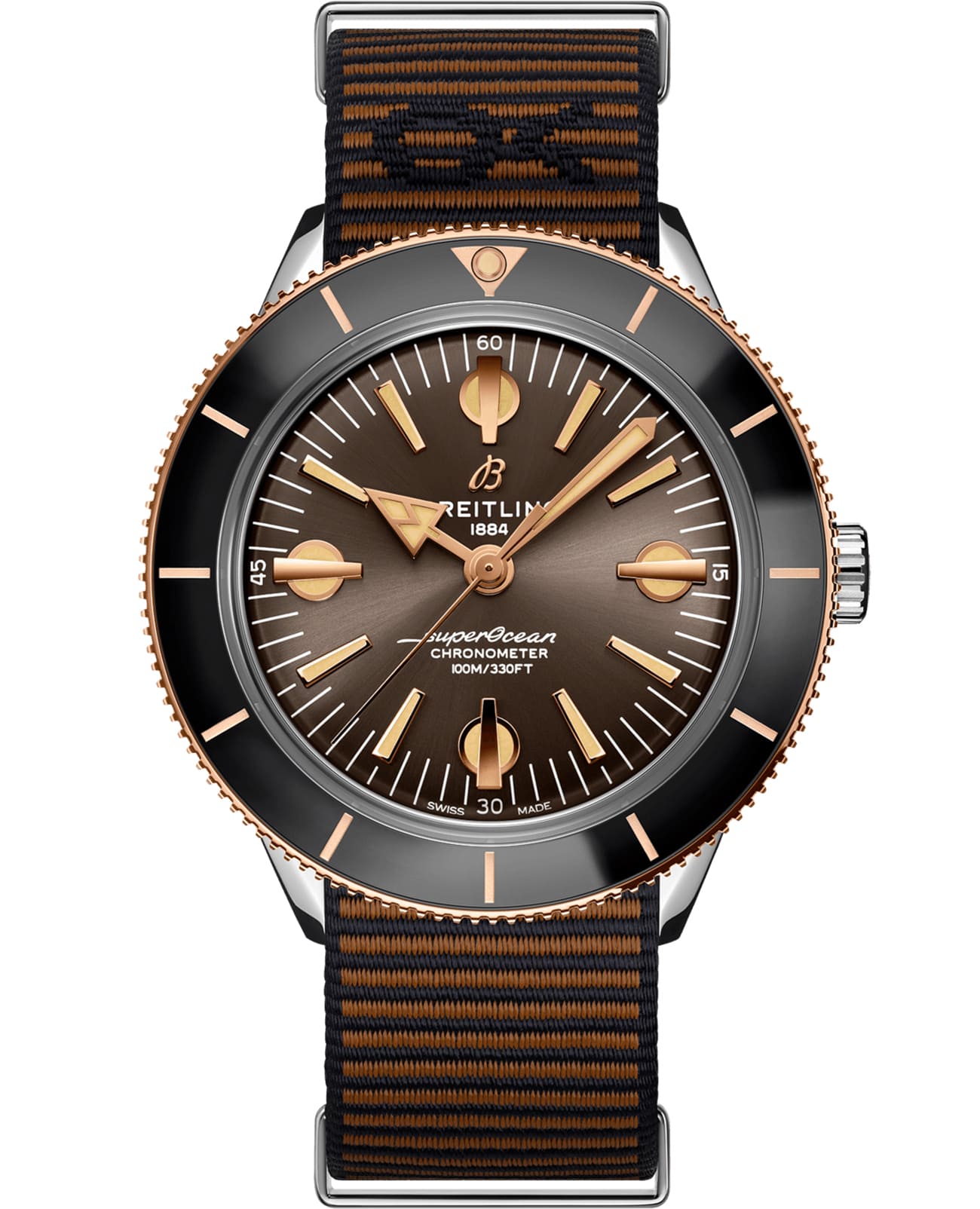 Breitling Breitling Superocean Heritage '57 Outerknown Limited Edition U103701A1Q1W1  U103701A1Q1W1 механические мужские часы коричневый циферблат, браслет тканевый — вид спереди