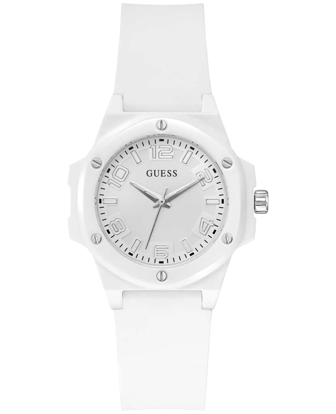 Guess Guess Sport GW0880L3  GW0880L3 кварцевые женские часы белый циферблат, браслет силикон — вид спереди