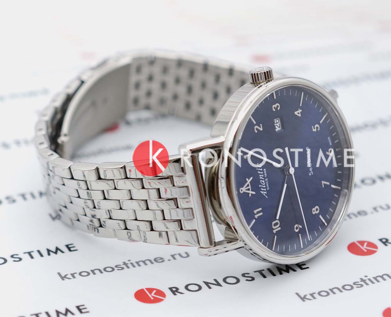 Atlantic Atlantic Seabase 60357.41.55,  швейцария мужские часы на браслете нержавеющая сталь боковой вид