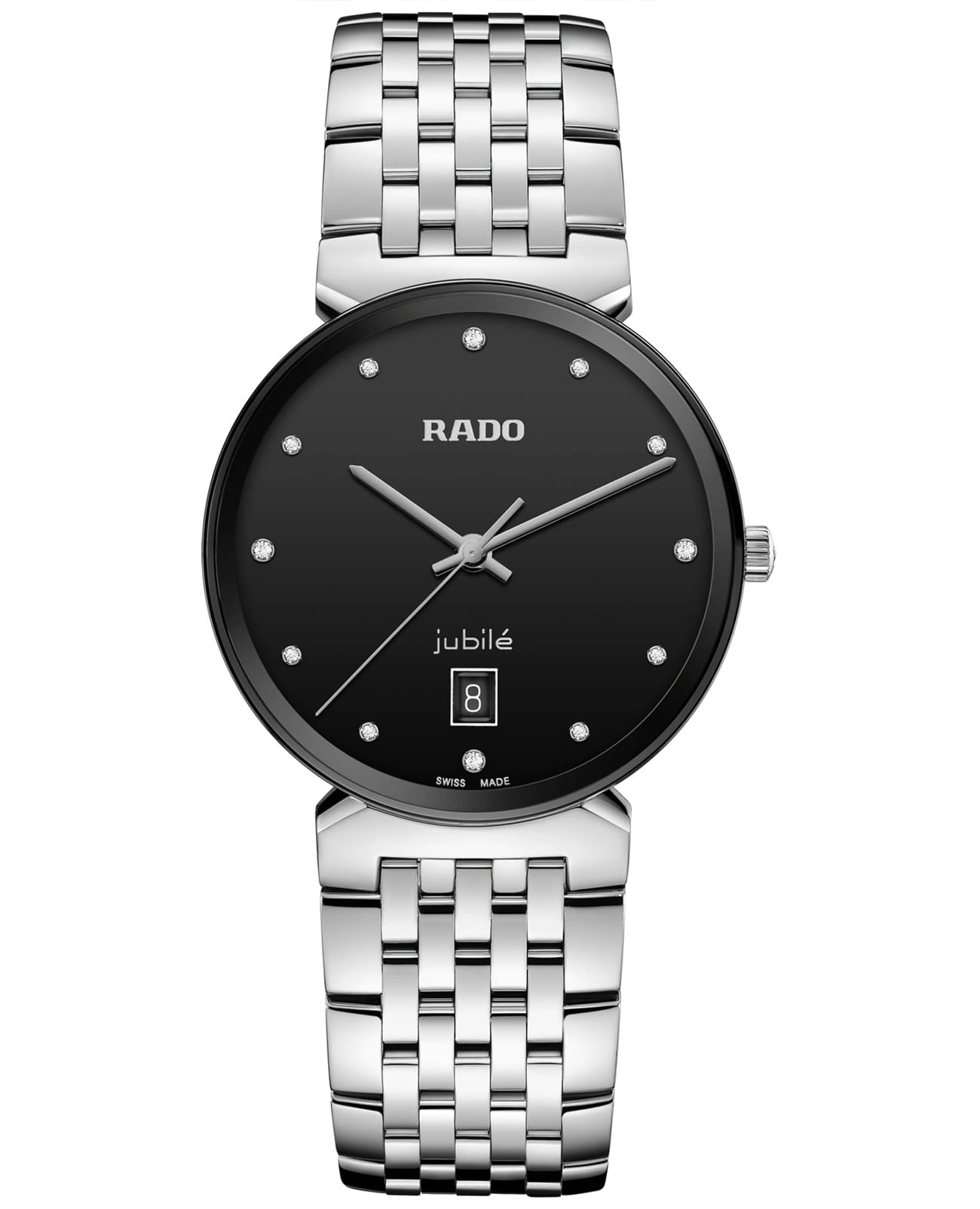 Rado Rado Florence Classic Diamonds R48912733  R48912733 кварцевые женские часы черный циферблат, браслет нержавеющая сталь — вид спереди