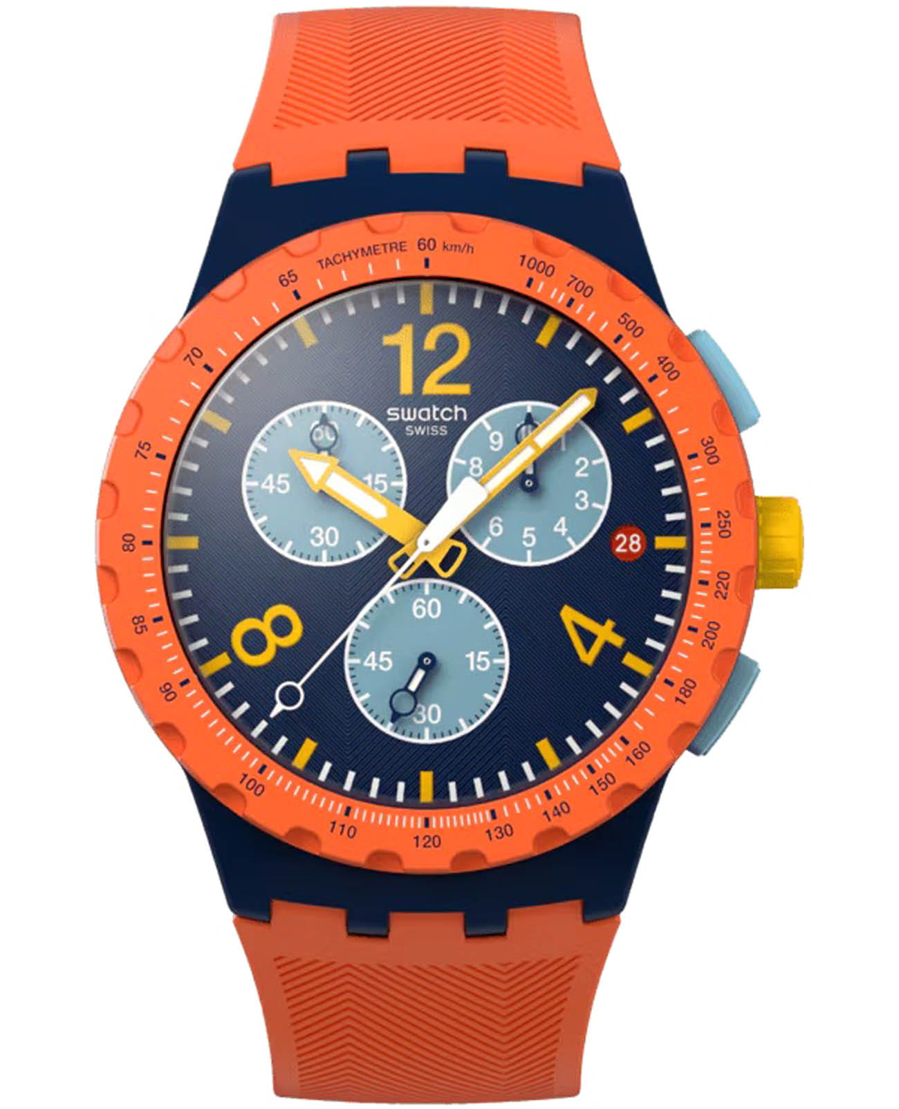 Swatch Swatch Camo Flash SUSI400  SUSI400 кварцевые мужские часы синий циферблат, браслет силикон — вид спереди